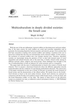 Multiculturalism in deeply divided societies: the Israeli