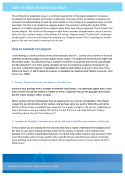 How to Write an Exegetical Essay Oct 15