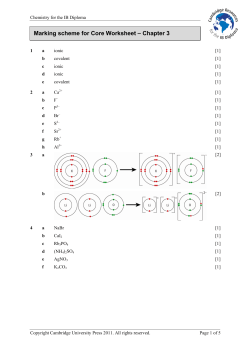 Marking scheme for Core Worksheet &ndash; Chapter 3