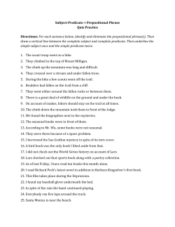 Subject-Predicate + Prepositional Phrase Quiz Practice Directions