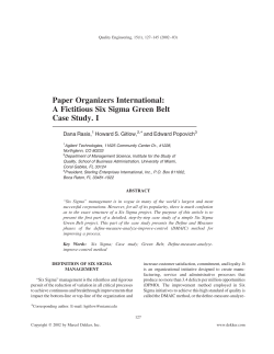 Paper Organizers International: A Fictitious Six Sigma Green Belt