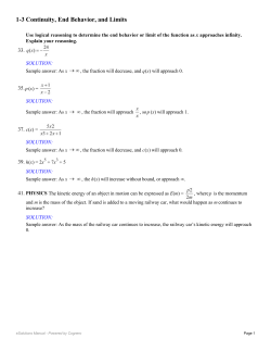 1-3 Continuity, End Behavior, and Limits - MOC-FV