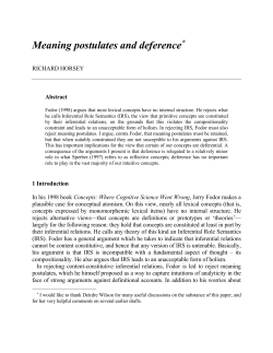Meaning postulates and deference