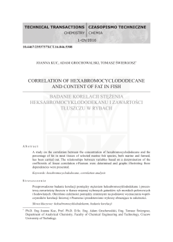 correlation of hexabromocyclododecane and content of fat in fish