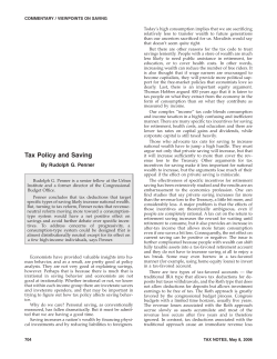 Tax Policy and Saving