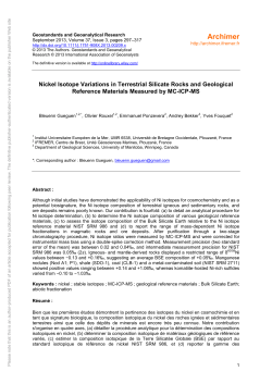 Nickel Isotope Variations in Terrestrial Silicate - Archimer