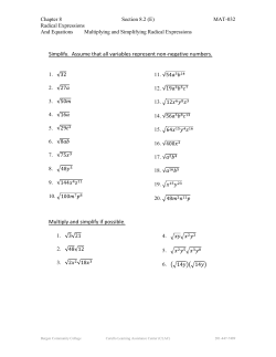 Multiplying and Simplifying Radical Expressions