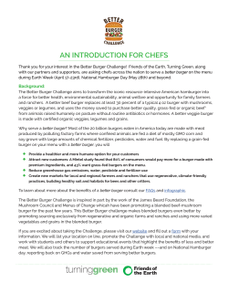 AN INTRODUCTION FOR CHEFS - The Better Burger Challenge
