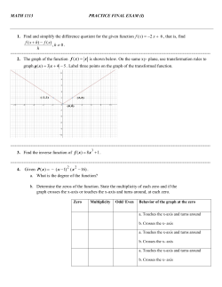 MATH 1113 PRACTICE FINAL EXAM (I) 1. Find and simplify the