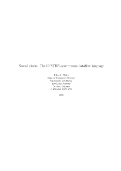Nested clocks: The LUSTRE synchronous dataflow language