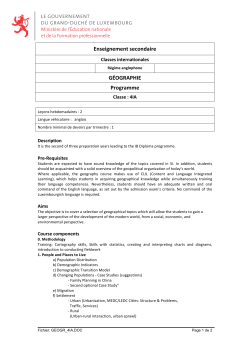 Enseignement secondaire G&Eacute;OGRAPHIE Programme