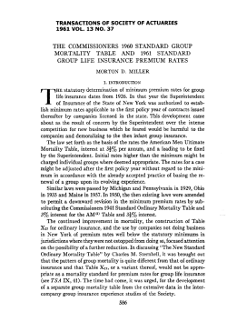 The Commissioners 1960 Standard Group Mortality Table and 1961
