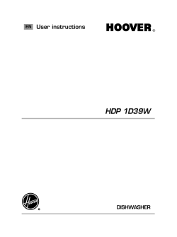 Hoover Dishwasher Dynamic HDP1D39W Instruction Manual