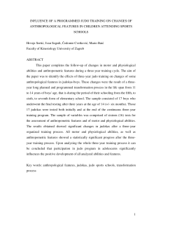1 INFLUENCE OF A PROGRAMMED JUDO TRAINING ON