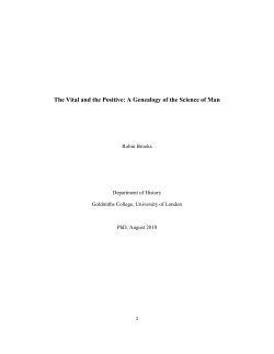 The Vital and the Positive: A Genealogy of the Science of Man