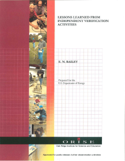 ORAU: Lessons Learned from Independent Verification Activities