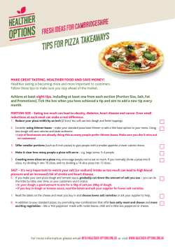 Pizza takeaways - Healthier Options