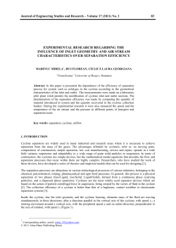 experimental research regarding the influence of inlet geometry and