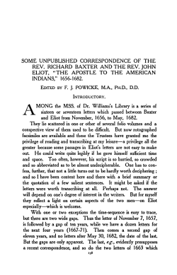 some unpublished correspondence of the rev. richard baxter and the