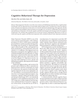 Cognitive-Behavioral Therapy for Depression