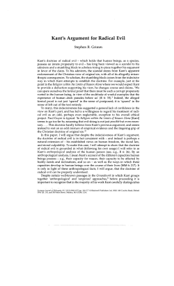 Kant`s Argument for Radical Evil - Fordham