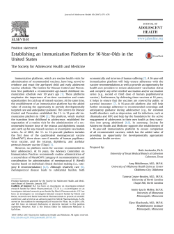 Establishing an Immunization Platform for 16-Year