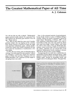 The greatest mathematical paper of all time