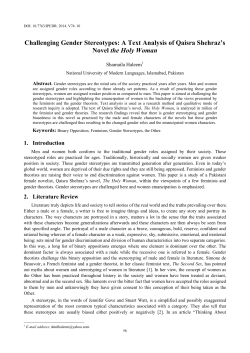 Challenging Gender Stereotypes: A Text Analysis of Qaisra