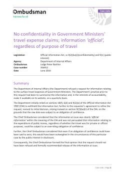 No confidentiality in Government Ministers` travel