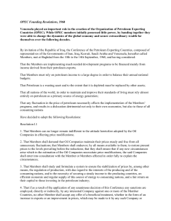 OPEC Founding Resolutions, 1960 Venezuela played an important