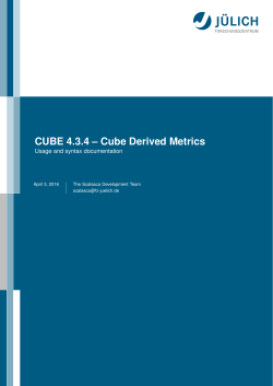 Cube Derived Metrics - Forschungszentrum J&uuml;lich GmbH