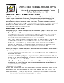 Citing in-text Sources using MLA