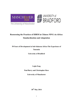 Lujia Feng Paper on the Conference in Bradford