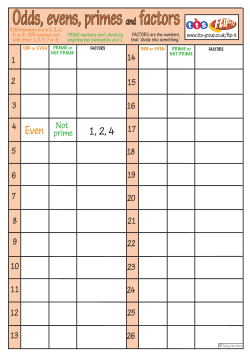 Odd, Even, Prime and Factors. Worksheet 1 of 2