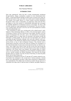 PUBLIC LIBRARIES Isaac Kigongo Bukenya INTRODUCTION