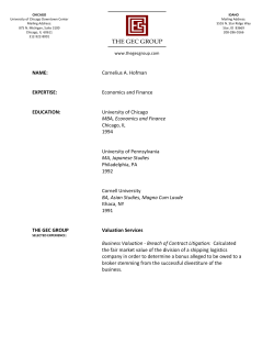 Cornelius A. Hofman EXPERTISE: Economics and