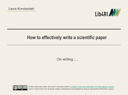How to Effectively Write a Scientific Paper