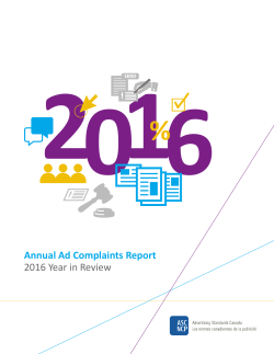 Annual Ad Complaints Report 2016 Year in Review