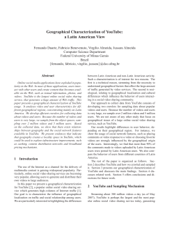 Geographical Characterization of YouTube: a Latin American View