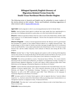 Bilingual Spanish/English Glossary of Migration