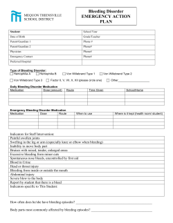 Bleeding Disorder EMERGENCY ACTION PLAN
