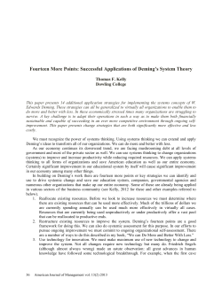 Fourteen More Points: Successful Applications of Deming`s System