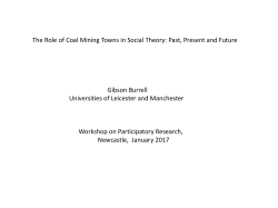 The Role of Coal Mining Towns in Social Theory: Past, Present and