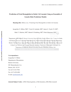 Prediction of Fetal Hemoglobin in Sickle Cell Anemia Using an