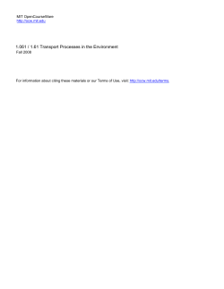 1.061 / 1.61 Transport Processes in the Environment