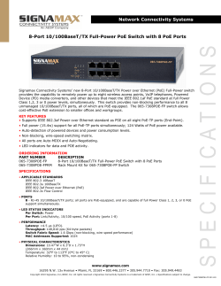 8-Port 10/100BaseT/TX Full-Power PoE Switch with 8 PoE Ports