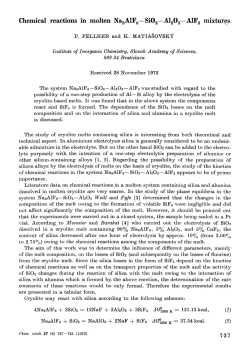 Chemical reactions in molten Na3AlF6&mdash;Si02&mdash;A1203&mdash;A1F3