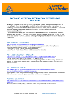 food and nutrition information websites for