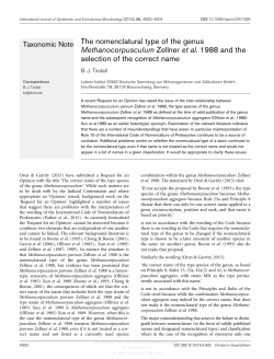 The nomenclatural type of the genus Methanocorpusculum Zellner