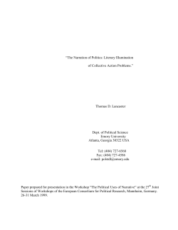 The Narration of Politics: Literary Illumination of Collective Action